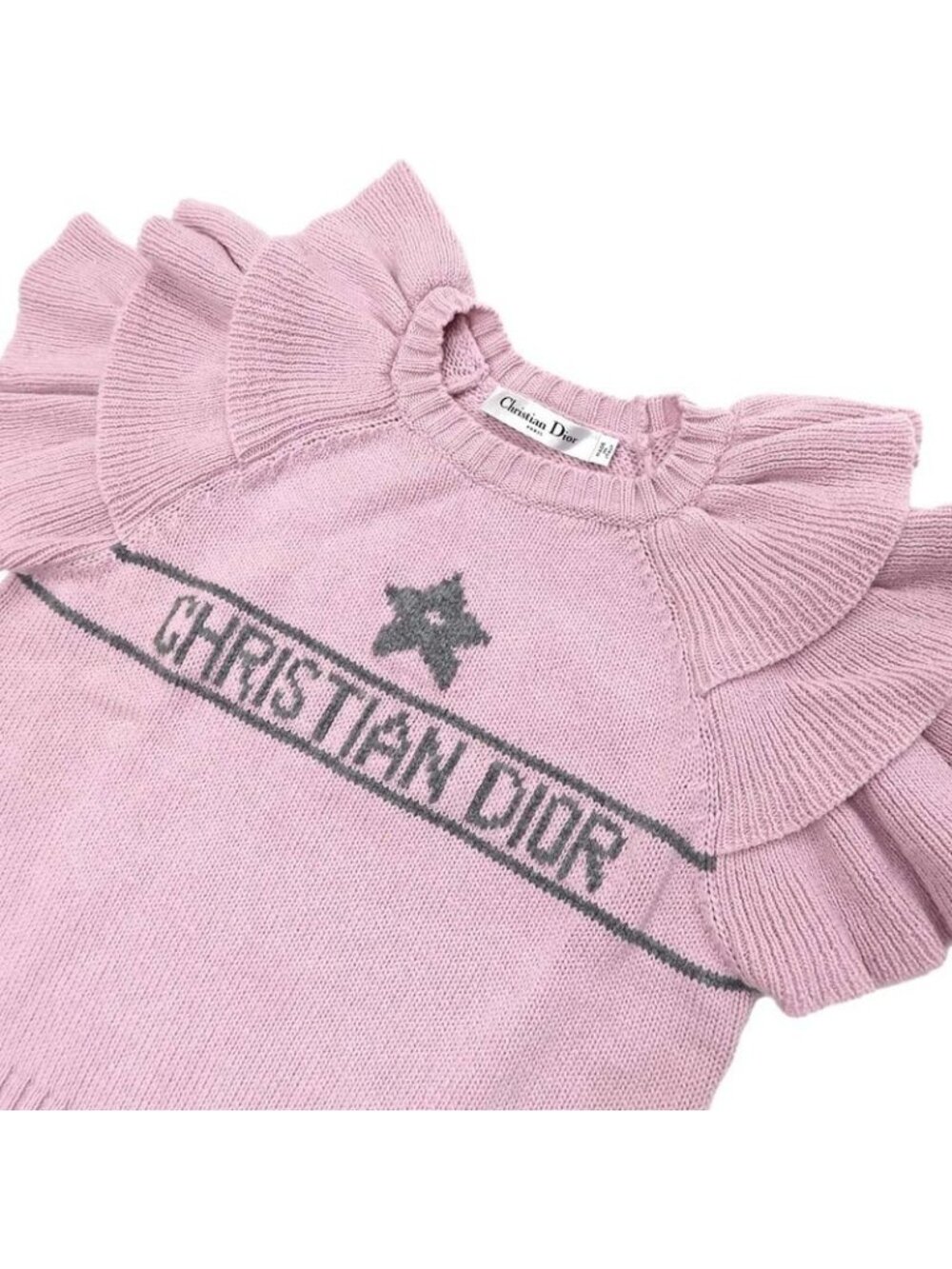 Dior Short Sleeve Knit Ruffles 36 Sizes Pink 344 S13 Bm003 Cashmere - Picture 4 of 10